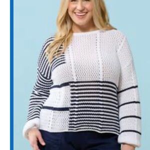 Cato Nautical Stripe Knit Sweater 22/24W Plus Size NWT